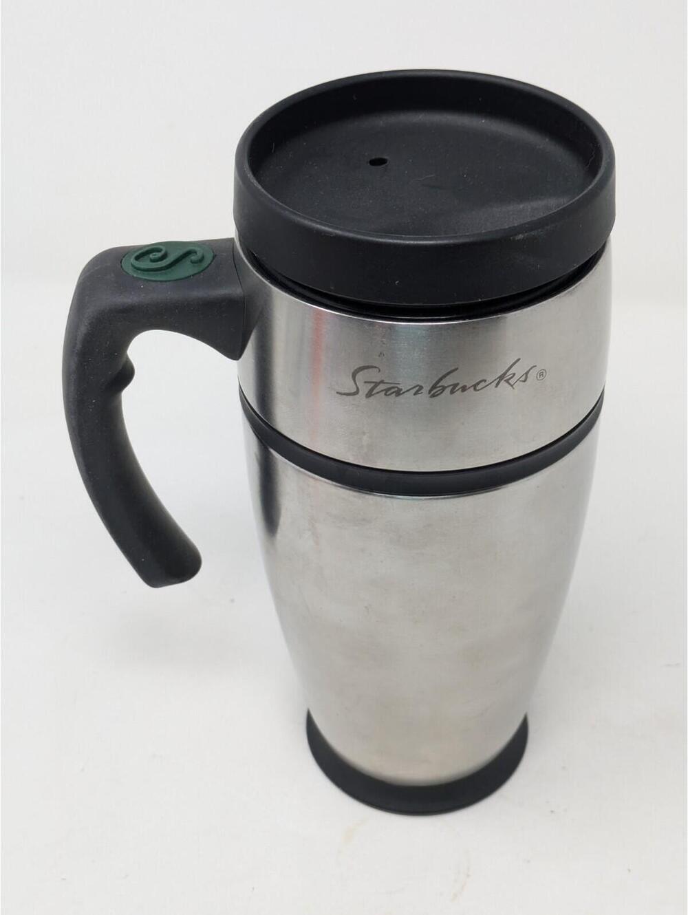 Genuine Vintage 2001 Starbucks Stainless Steel Mug Tumbler Cup, W Handle 16oz